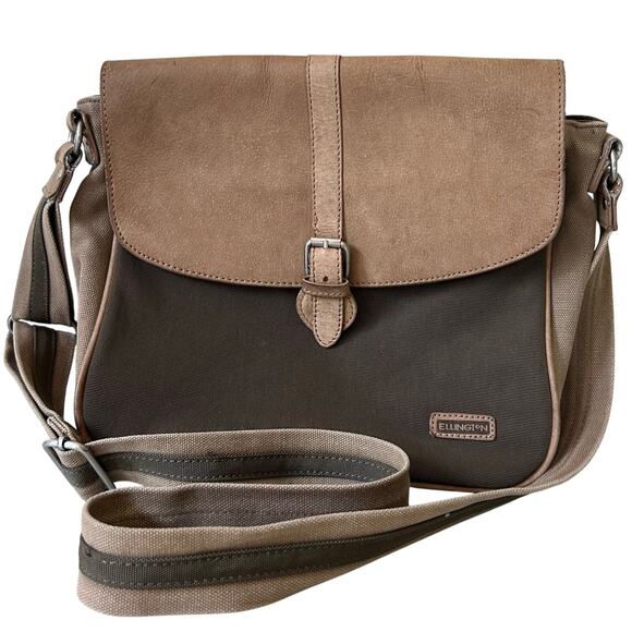 Vintage Ellington messenger bag canvas and leather crossbody 90s Y2K Gorpcore - Picture 1 of 14